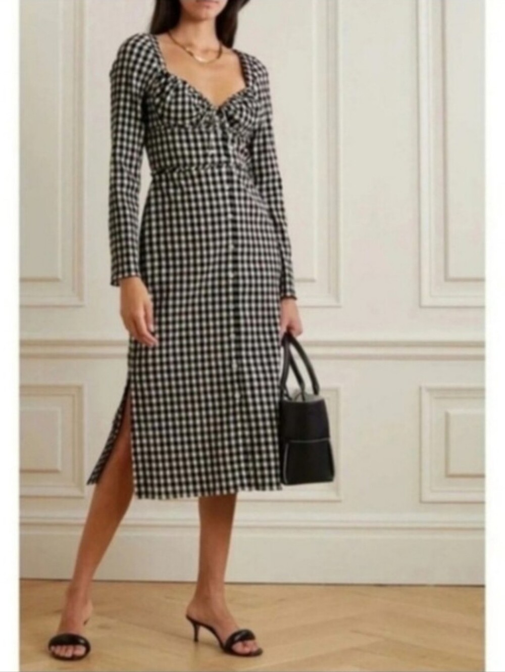 ALTUZARRA HIMALIA GINGHAM COTTON SILK DRESS